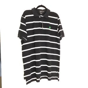 Men's A Santoni Black/White Striped Polo Shirt -2XL